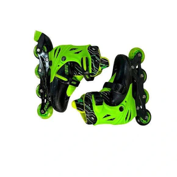 Yvolution | Kids Light Up Combo Adjust Inline & Roller Skate Green Black, 3Y-6Y - Picture 2 of 2